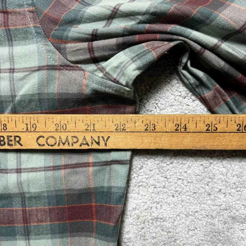LL Bean Mountainside Brushed Performance Shirt Mens M Plaid Red Green Snap Front - Picture 14 of 16